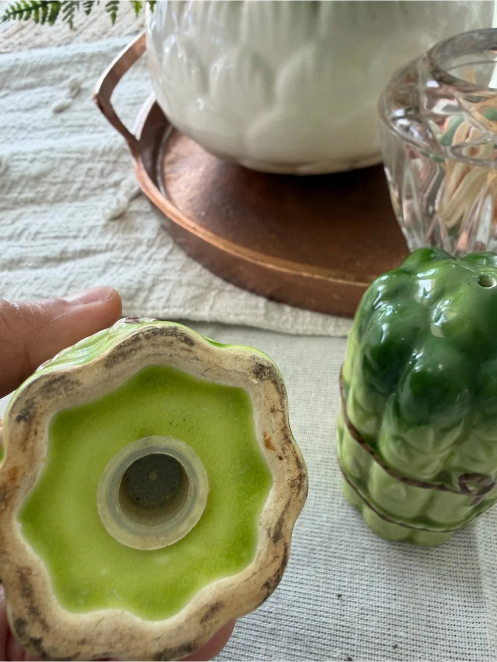 Green Ceramic Asparagus Salt and Pepper Shaker Set